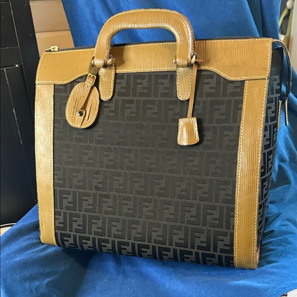Fendi Handbags - Authentic Fendi Zucca Canvas x Leather Black x Brown Handbag NS091274. HUGE!!!